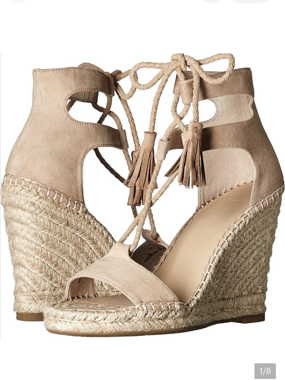 Joie Delilah Lace-Up Suede Espadrille Wedges in Beige